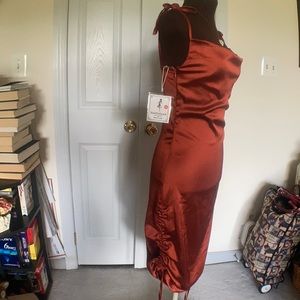 NWT Halfisland satin sexy peachy red dress